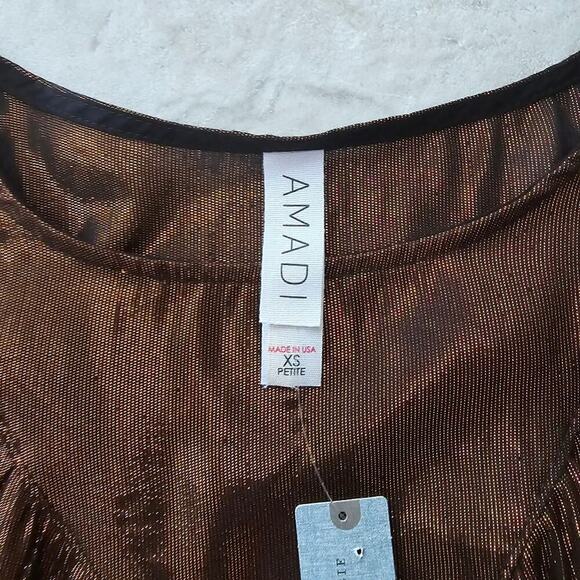 NWT Anthropologie Amadi Merry Metallic Lure Bronze Party Cocktail Blouse Size XS - Picture 10 of 15